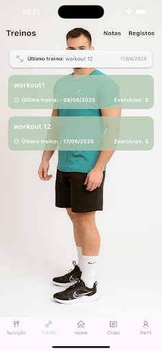 Plano de treinos na aplicação DS Fitness
